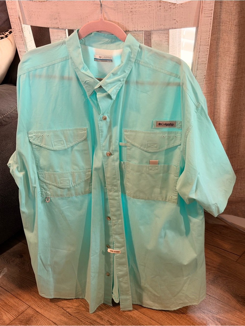 Columbia Men’s Short-Sleeve Button-Down Shirt - Aqua/Turquoise